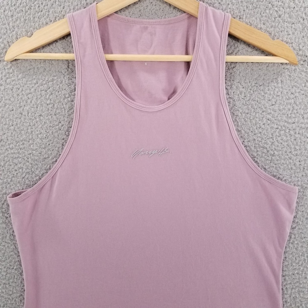 YoungLA Tank Top Mens Small Pink 309 Signature Logo Athletic Gym Workout Stretch